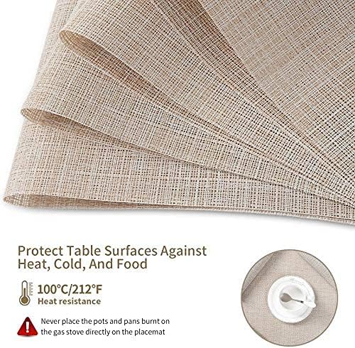 Set of 8 Heat-Resistant Placemats Stain Resistant Anti-Skid Placemats for Kitchen Table