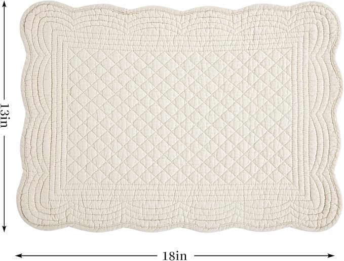 Quilted Placemats Set of 6 Washable-13x18 inches