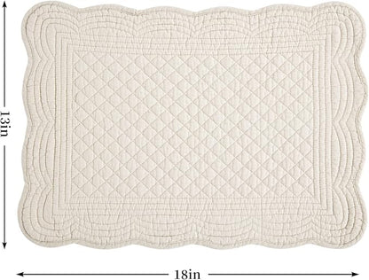 Quilted Placemats Set of 6 Washable-13x18 inches