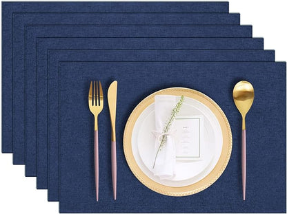 Cloth Placemats Set of 6 (Navy Blue, 6)