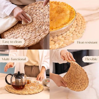 6 pack round woven place mats