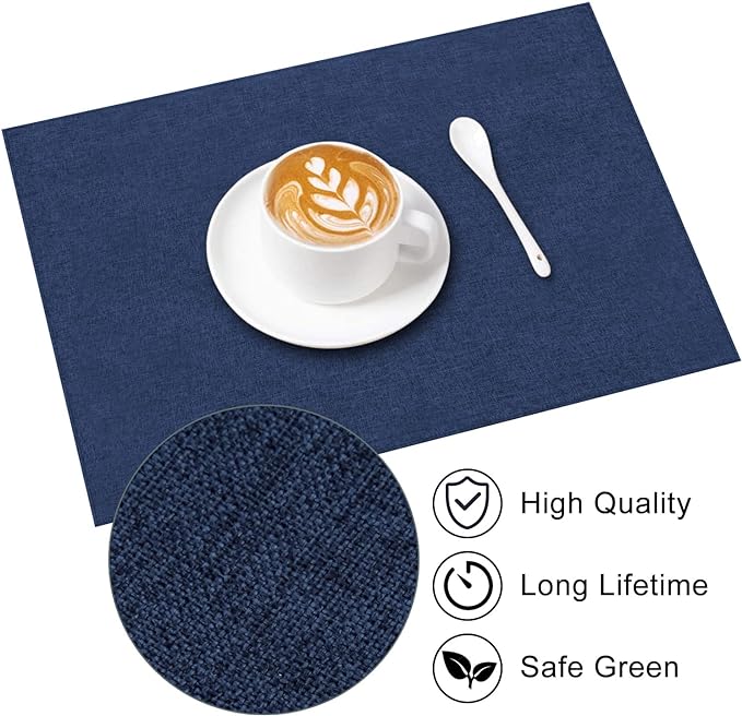 Cloth Placemats Set of 6 (Navy Blue, 6)