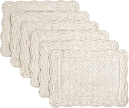 Quilted Placemats Set of 6 Washable-13x18 inches