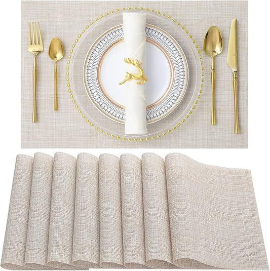 Set of 8 Heat-Resistant Placemats Stain Resistant Anti-Skid Placemats for Kitchen Table