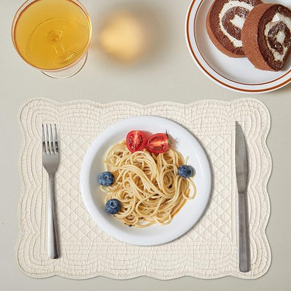 Quilted Placemats Set of 6 Washable-13x18 inches