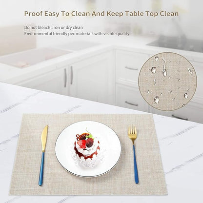 Set of 8 Heat-Resistant Placemats Stain Resistant Anti-Skid Placemats for Kitchen Table