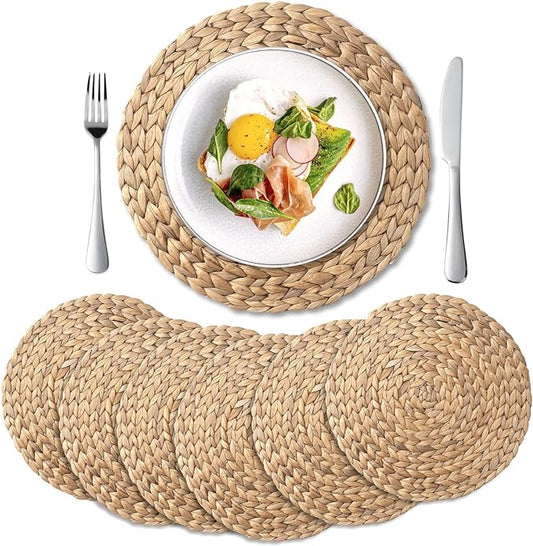 6 pack round woven place mats