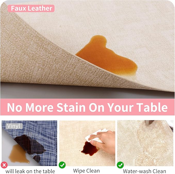 Faux Leather Placemats Set of 6 - Waterproof - Wipe Clean