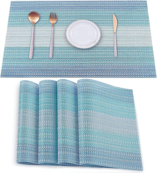 Placemats Set of 4 Vinyl Table Place Mats Stain Resistant Foldable Placemats